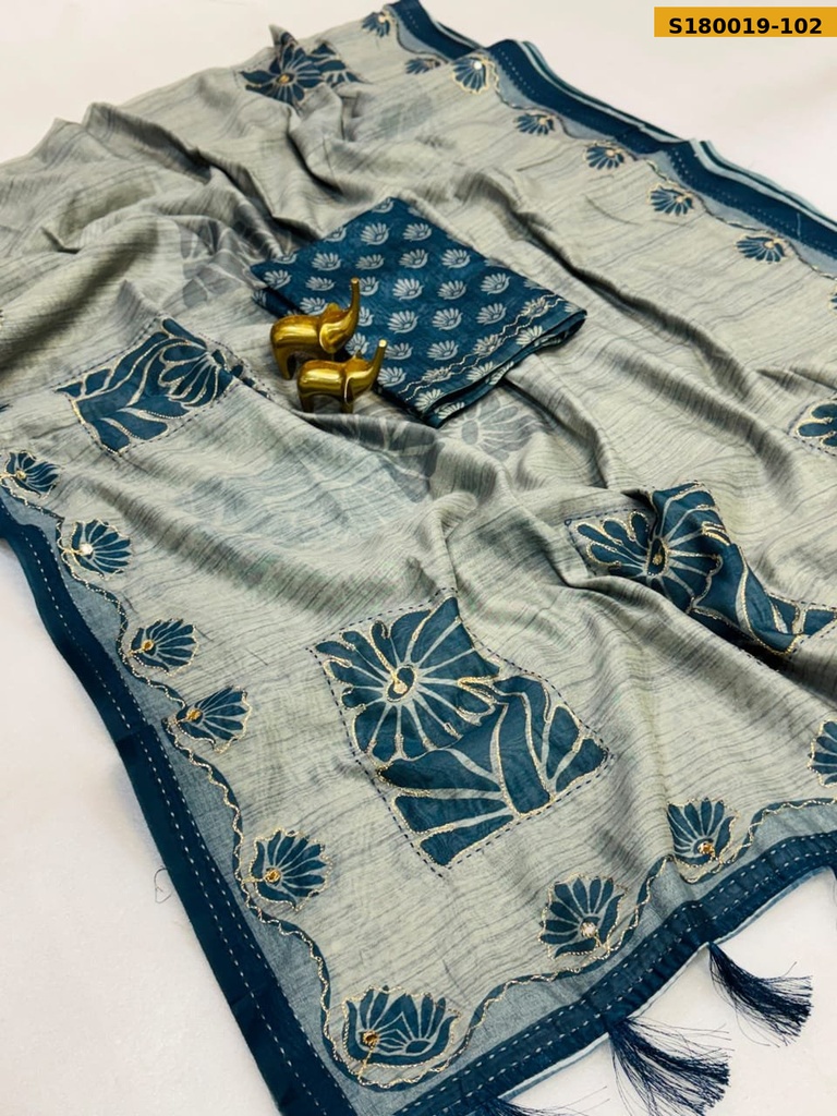 Fancy Malai Cotton Floral Printed Saree