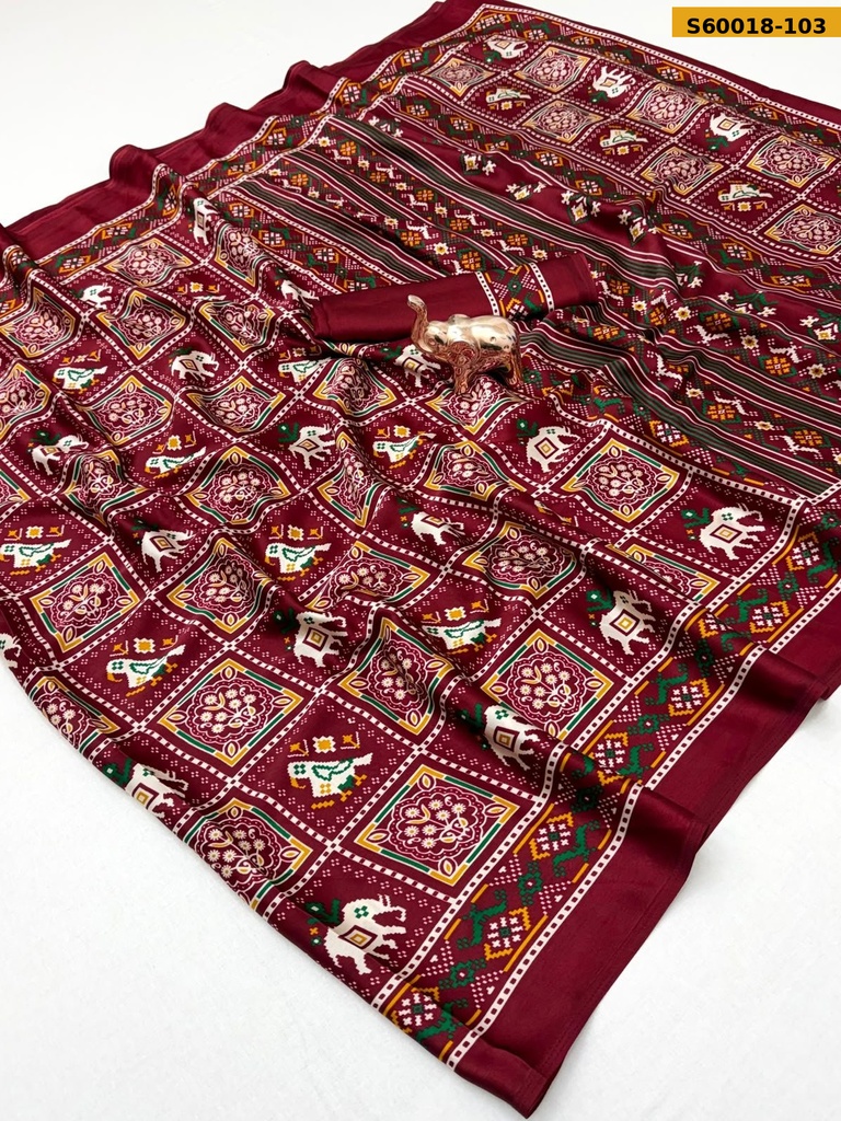 Fancy Modal Satin Patola Printed Saree