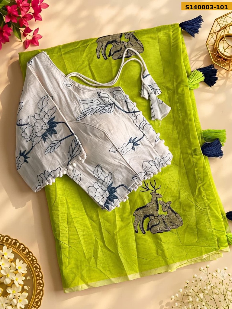 [S140003-101] Premium chanderi deer saree (S140003-101)