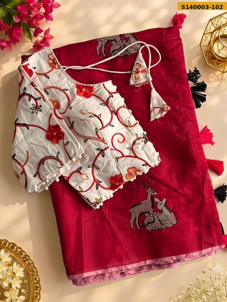 Premium chanderi deer saree