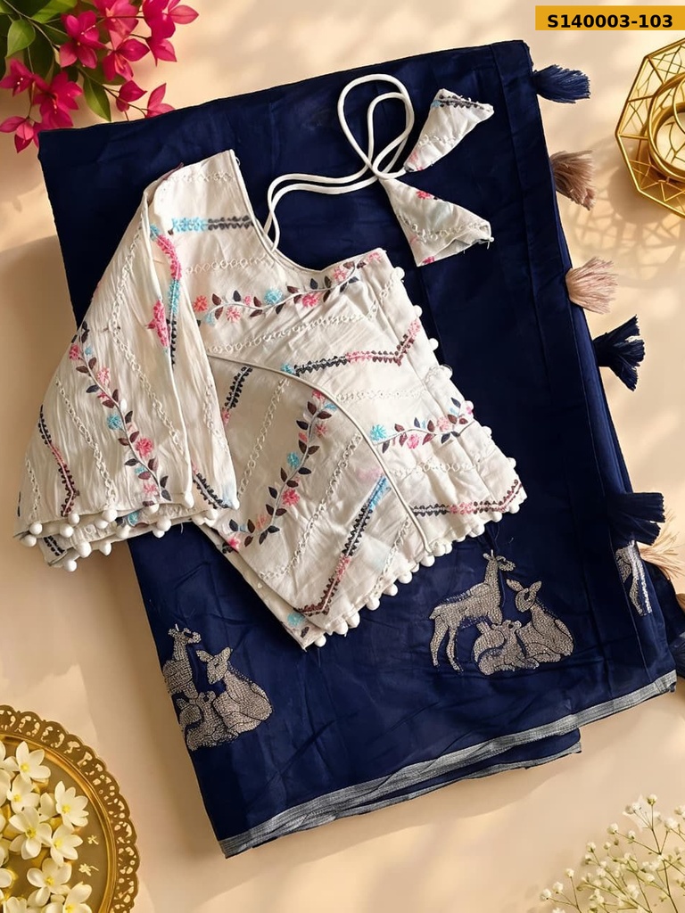 Premium chanderi deer saree