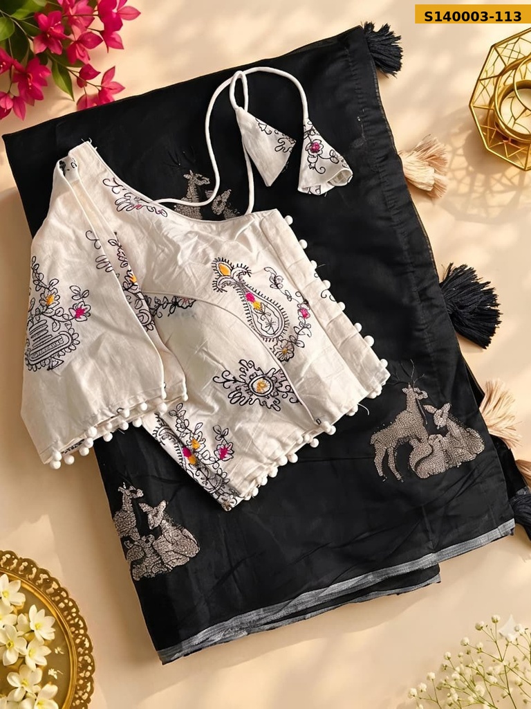 Premium chanderi deer saree