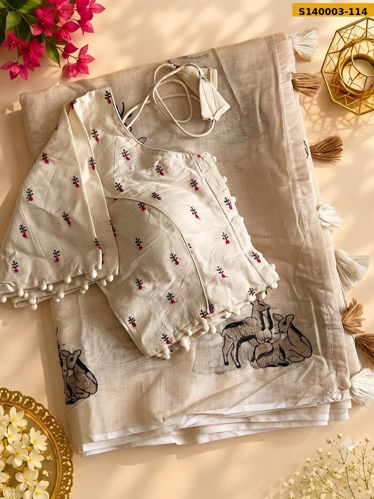 Premium chanderi deer saree