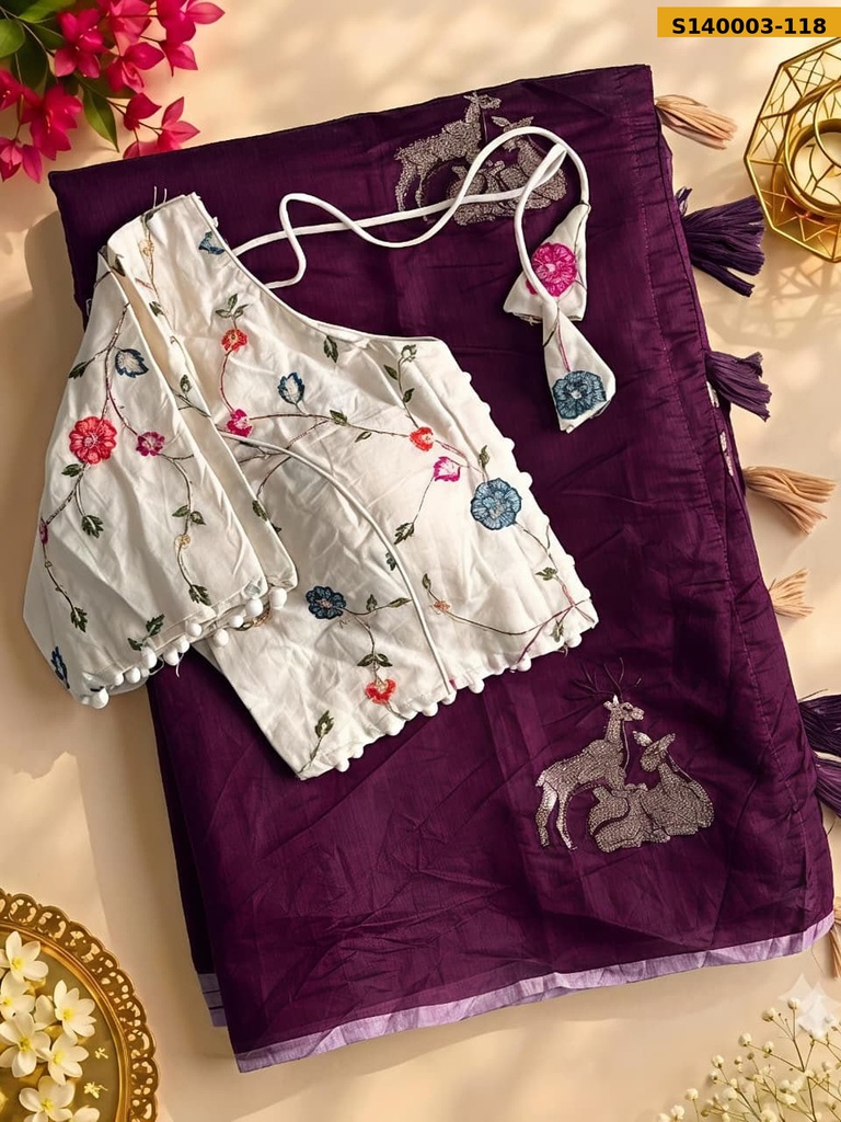 Premium chanderi deer saree