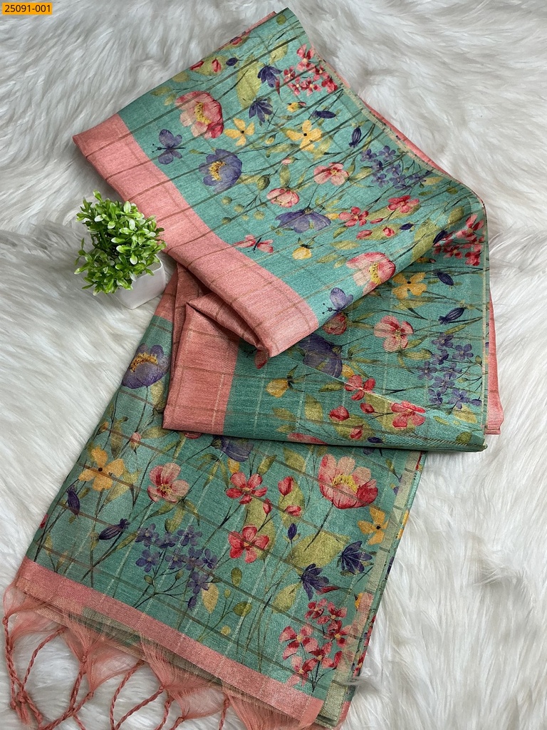 Fancy Chanderi Checked Silk Saree