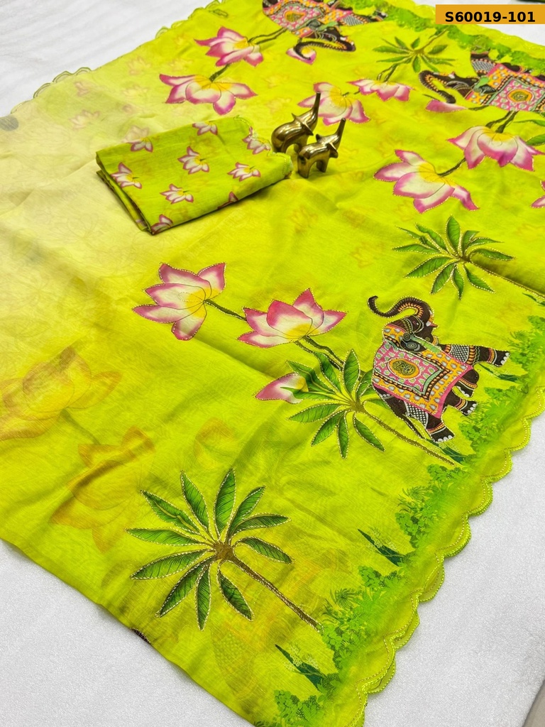 [S60019-101] Fancy Soft Chanderi Cotton Saree (S60019-101)