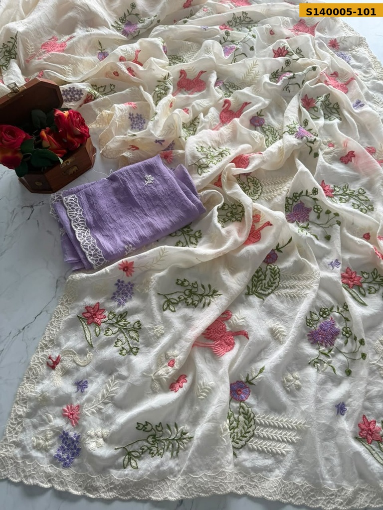 [S140005-101] Fancy Soft Rangoli Silk Crush Saree (S140005-101)