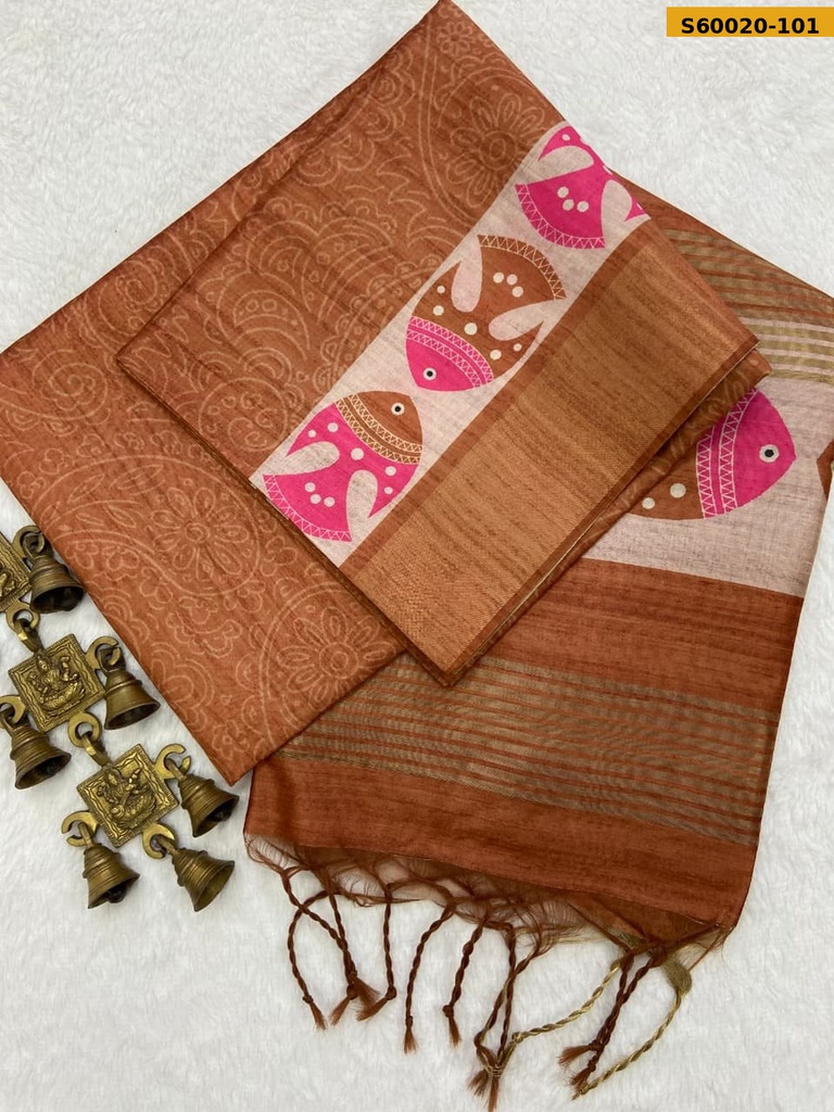 [S60020-101] Fancy Soft Tussar Silk Saree (S60020-101)