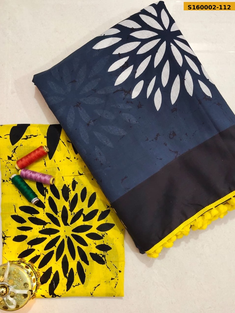 Fancy Mulmul Cotton Sarees with pom pom