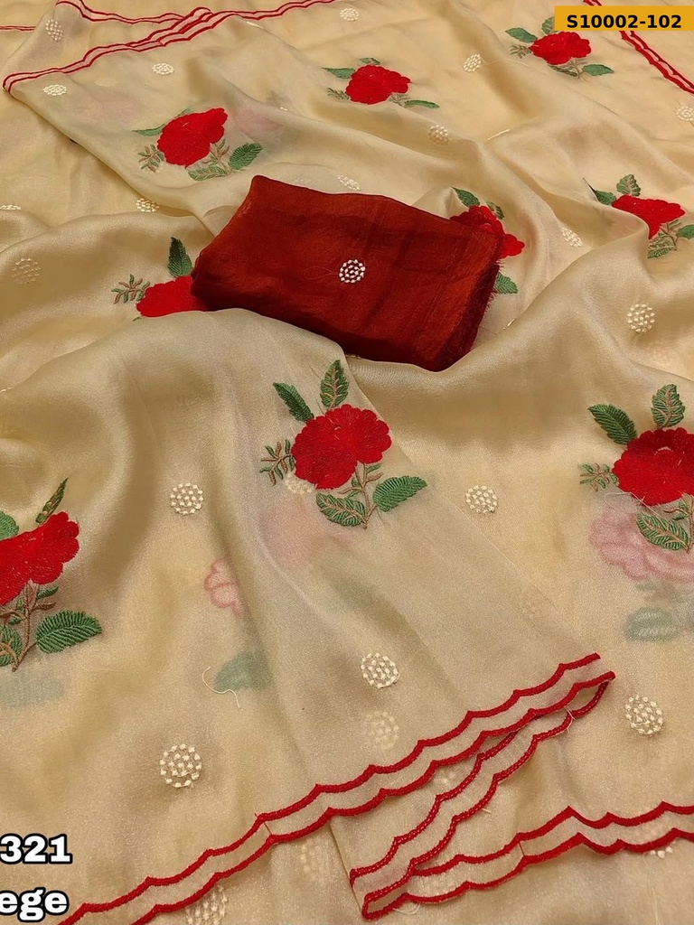 Fancy Tissue Silk Embroidery Sarees