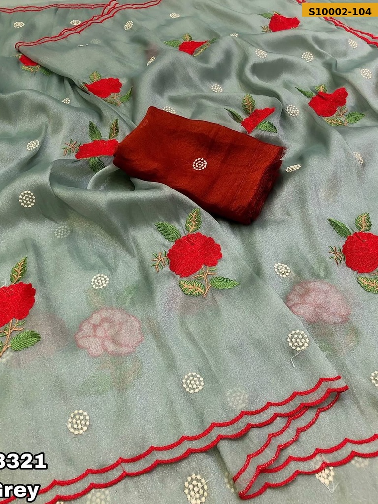 Fancy Tissue Silk Embroidery Sarees