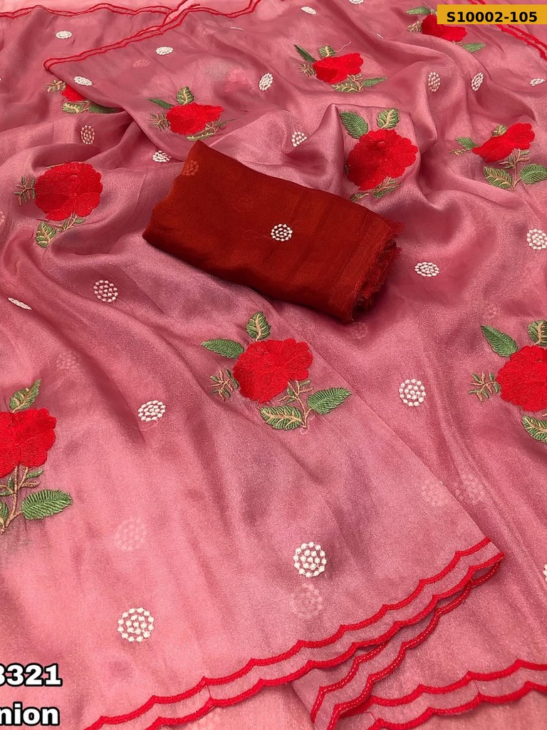 Fancy Tissue Silk Embroidery Sarees