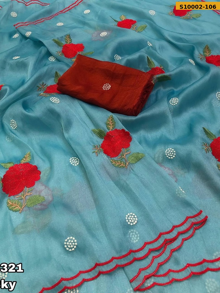 Fancy Tissue Silk Embroidery Sarees