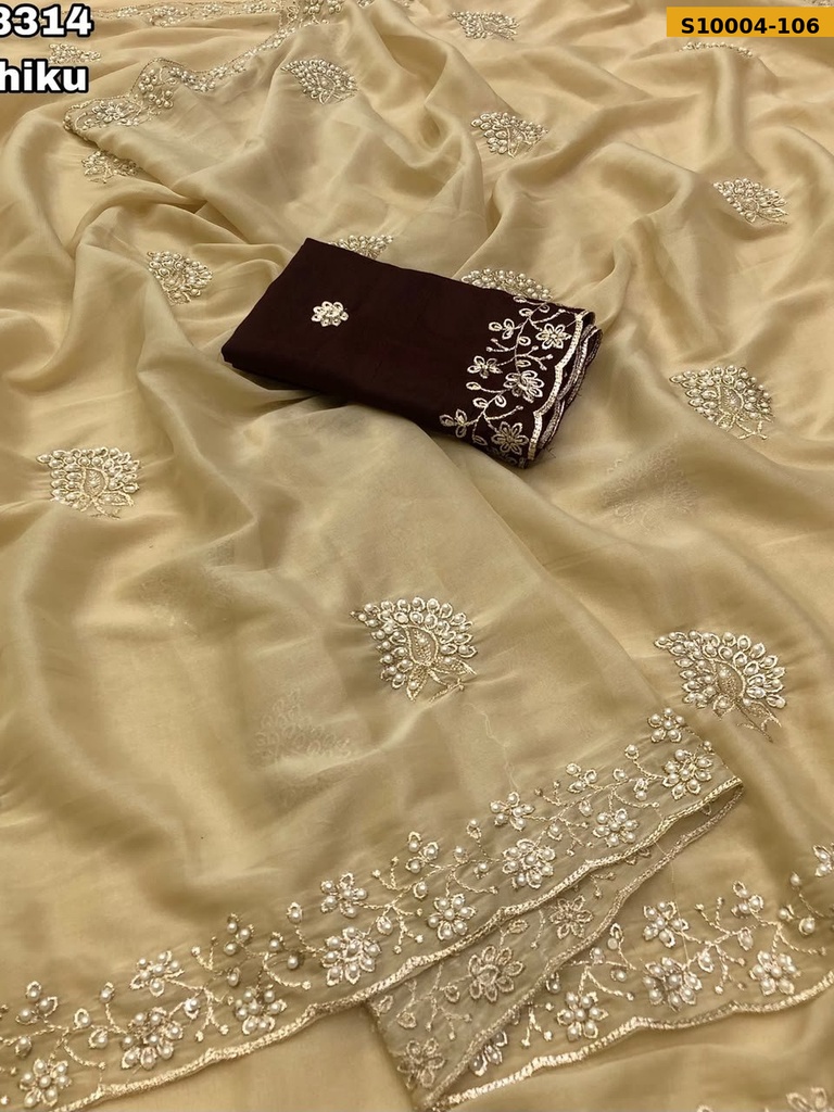 Fancy Star Georgette Embroidery Sarees