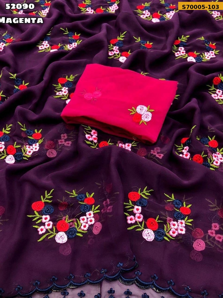 Fancy Georgette Embroidery Saree(S-60)