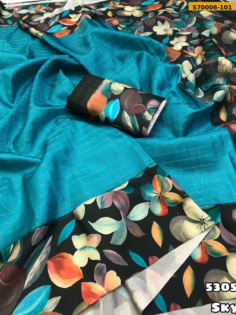 [S70006-101] Fancy Soft Silk Checks Weaving Saree(S-90) (S70006-101)