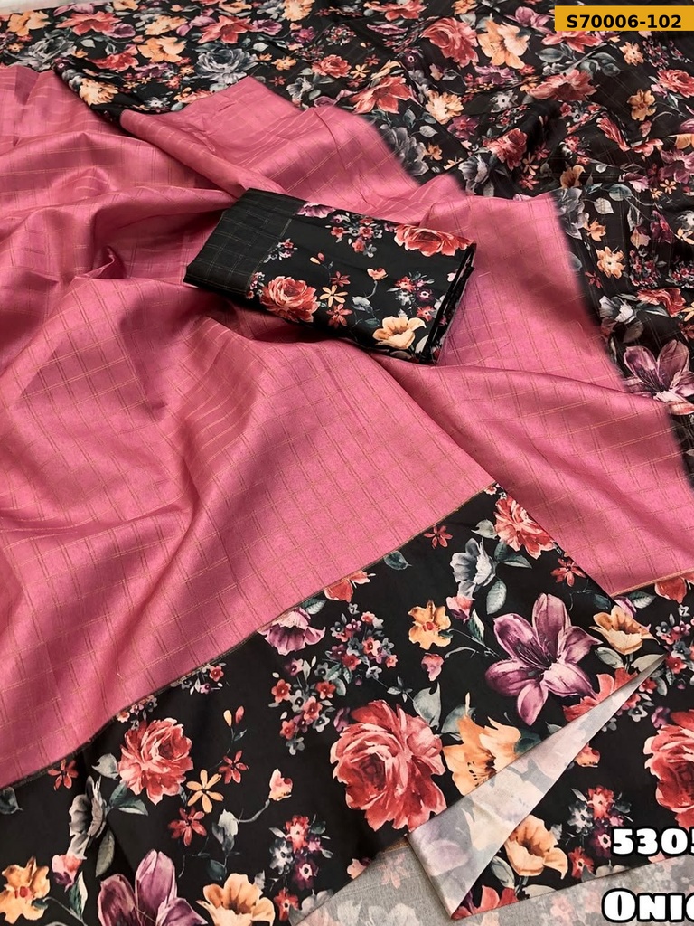 Fancy Soft Silk Checks Weaving Saree(S-90)