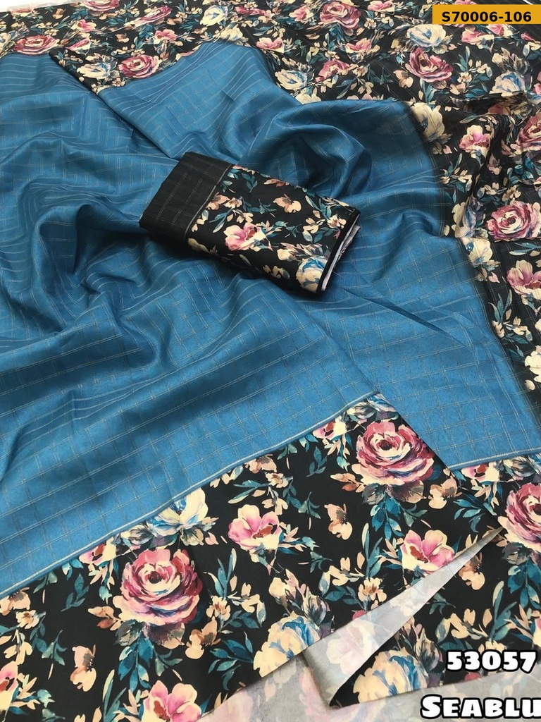 Fancy Soft Silk Checks Weaving Saree(S-90)