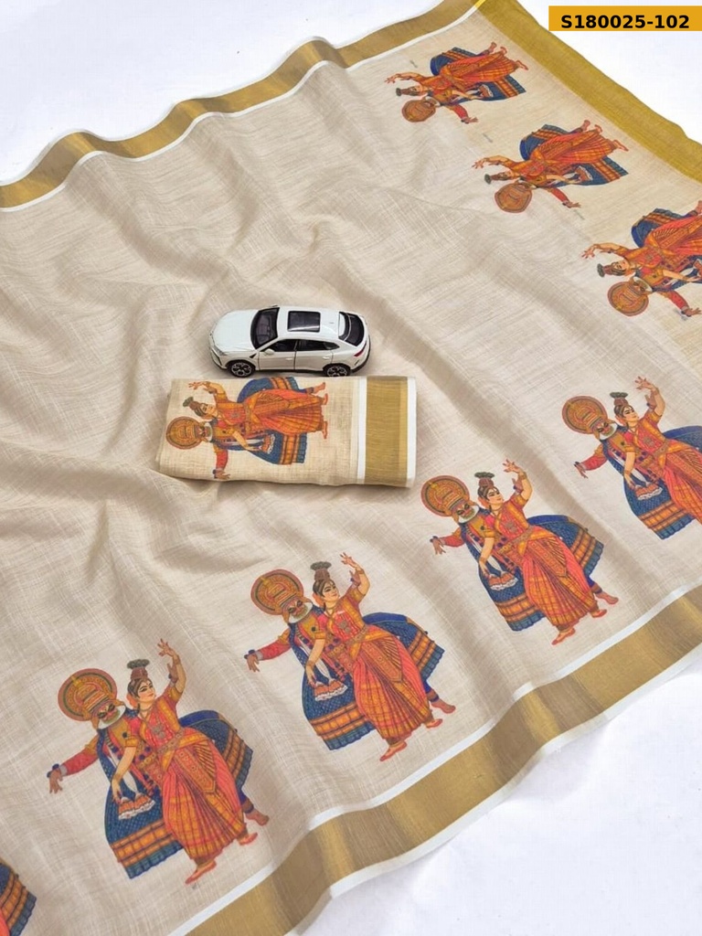 Fancy Linen Digital Print Saree