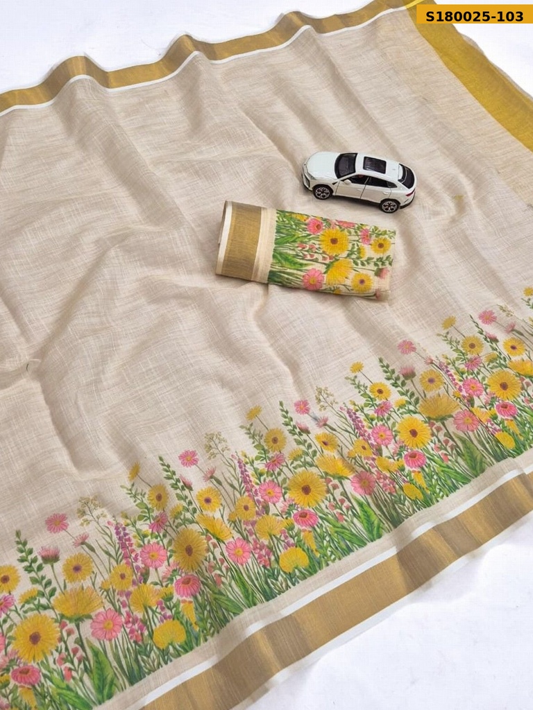 Fancy Linen Digital Print Saree
