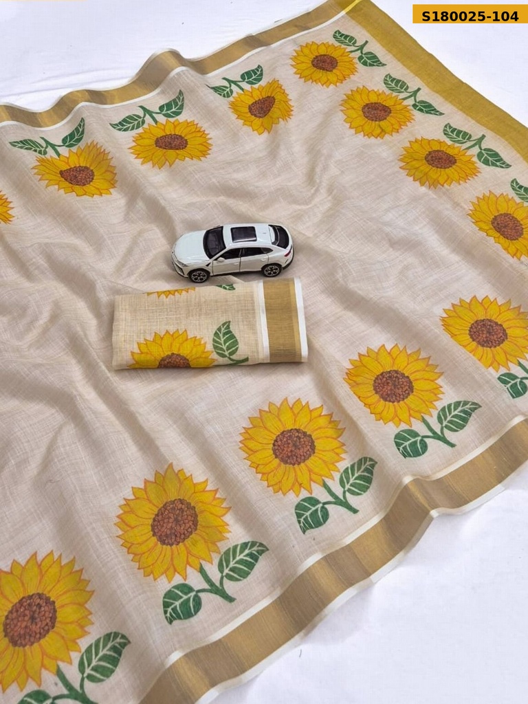 Fancy Linen Digital Print Saree