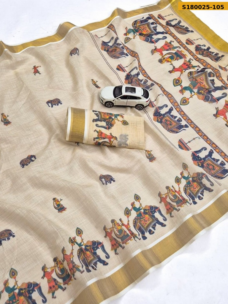 Fancy Linen Digital Print Saree