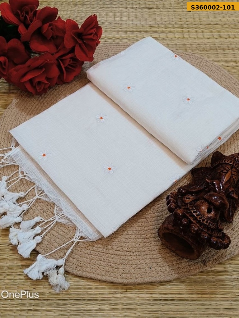 [S360002-101] Fancy Kota Cotton Flower Embroidery Saree (S360002-101)