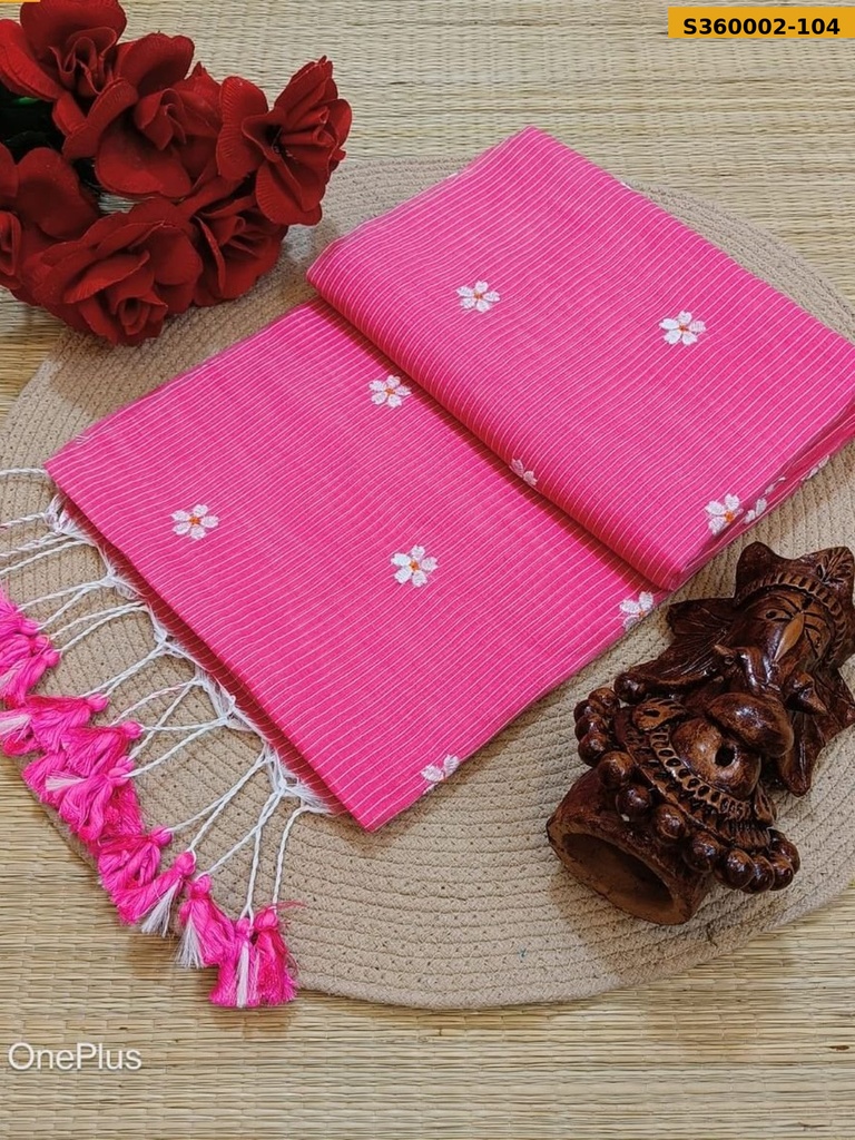 Fancy Kota Cotton Flower Embroidery Saree