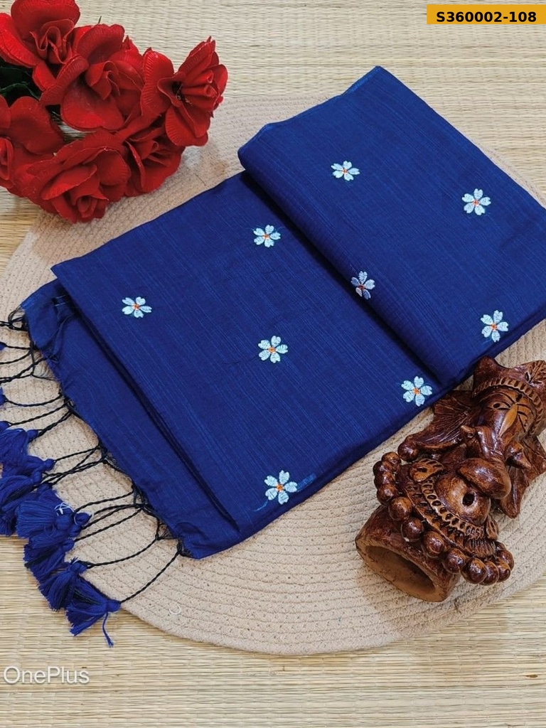 Fancy Kota Cotton Flower Embroidery Saree