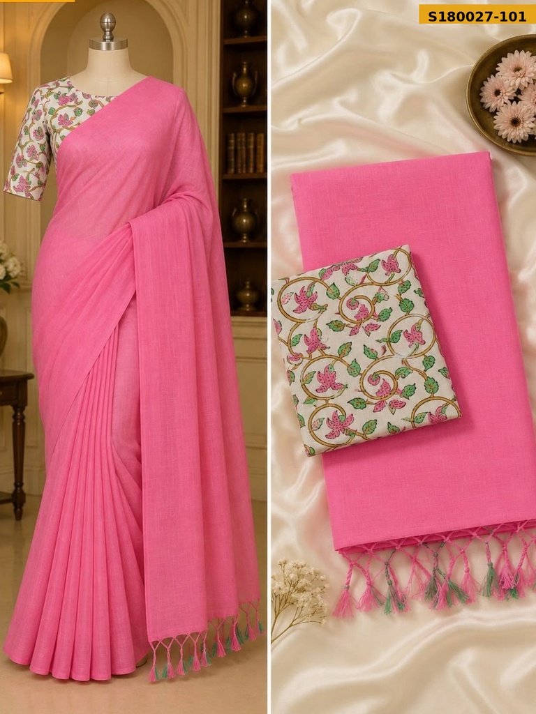 [S180027-101] Fancy Khadi Cotton Saree (S180027-101)