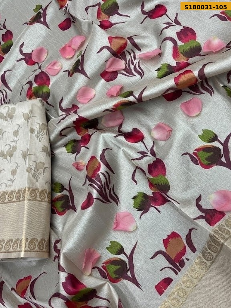 Fancy Semi Crepe Printed Mysore Silk Sarees