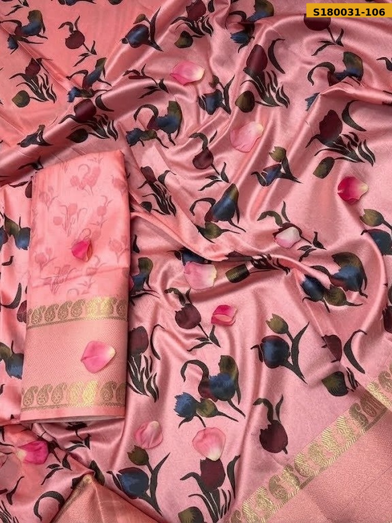 Fancy Semi Crepe Printed Mysore Silk Sarees