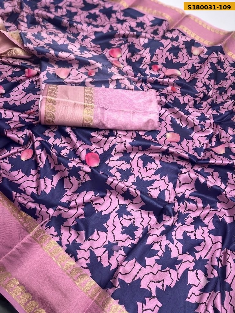 Fancy Semi Crepe Printed Mysore Silk Sarees