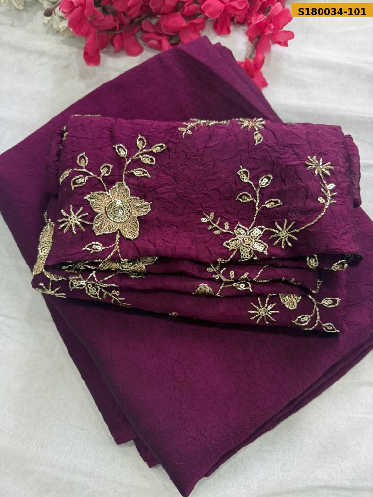 [S180034-101] Fancy Rangoli Crush Saree (S180034-101)