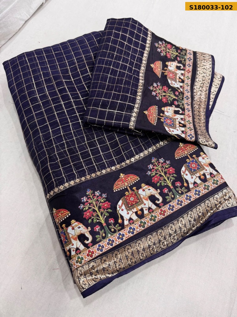 Fancy Viscose Georgette Checks Sarees