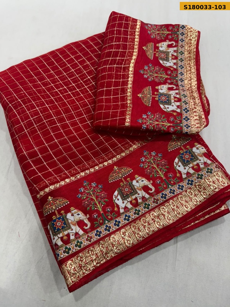 Fancy Viscose Georgette Checks Sarees