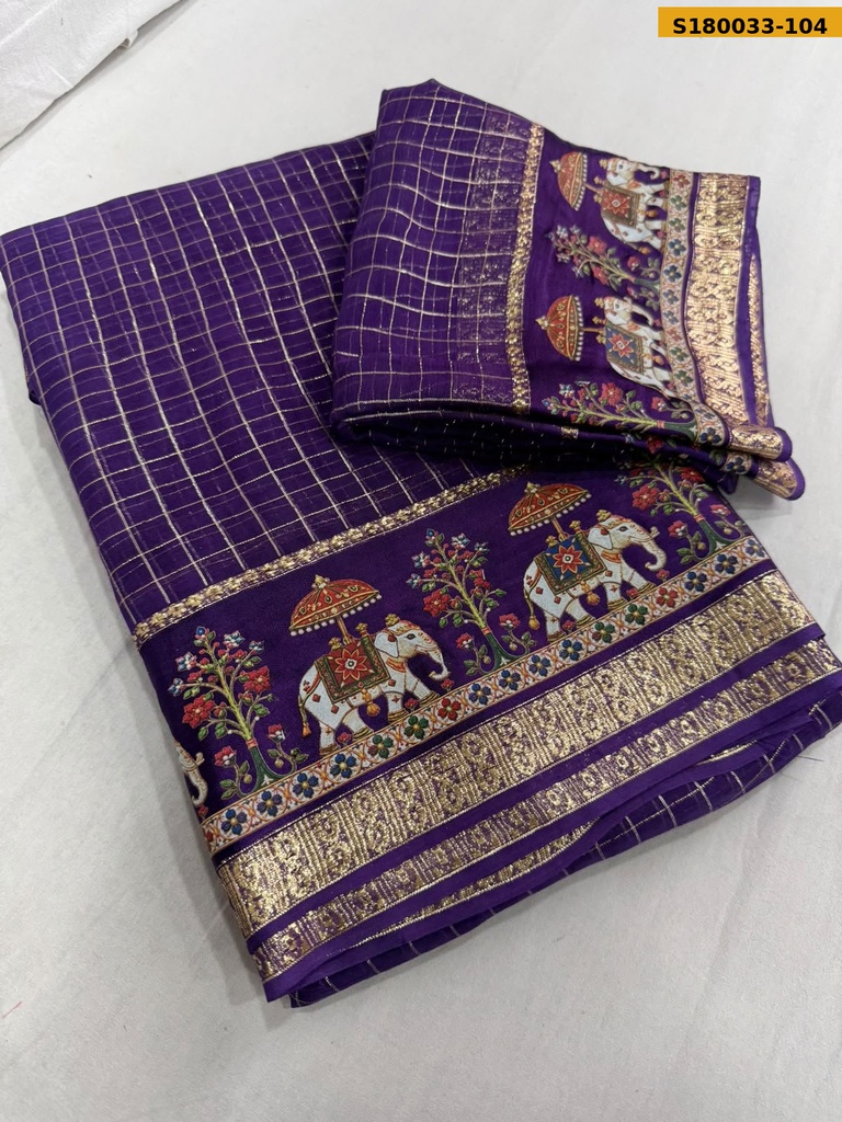 Fancy Viscose Georgette Checks Sarees