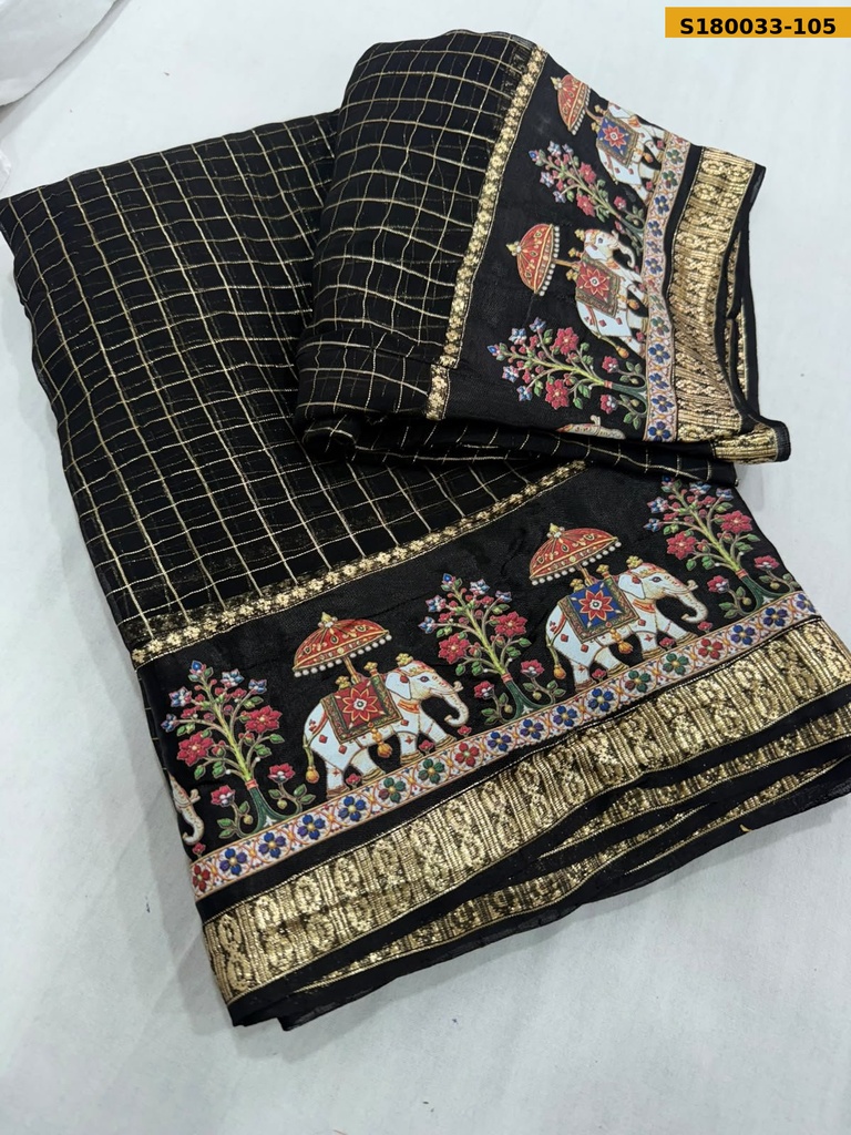 Fancy Viscose Georgette Checks Sarees