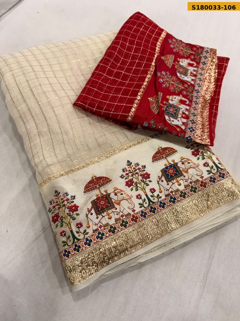 Fancy Viscose Georgette Checks Sarees
