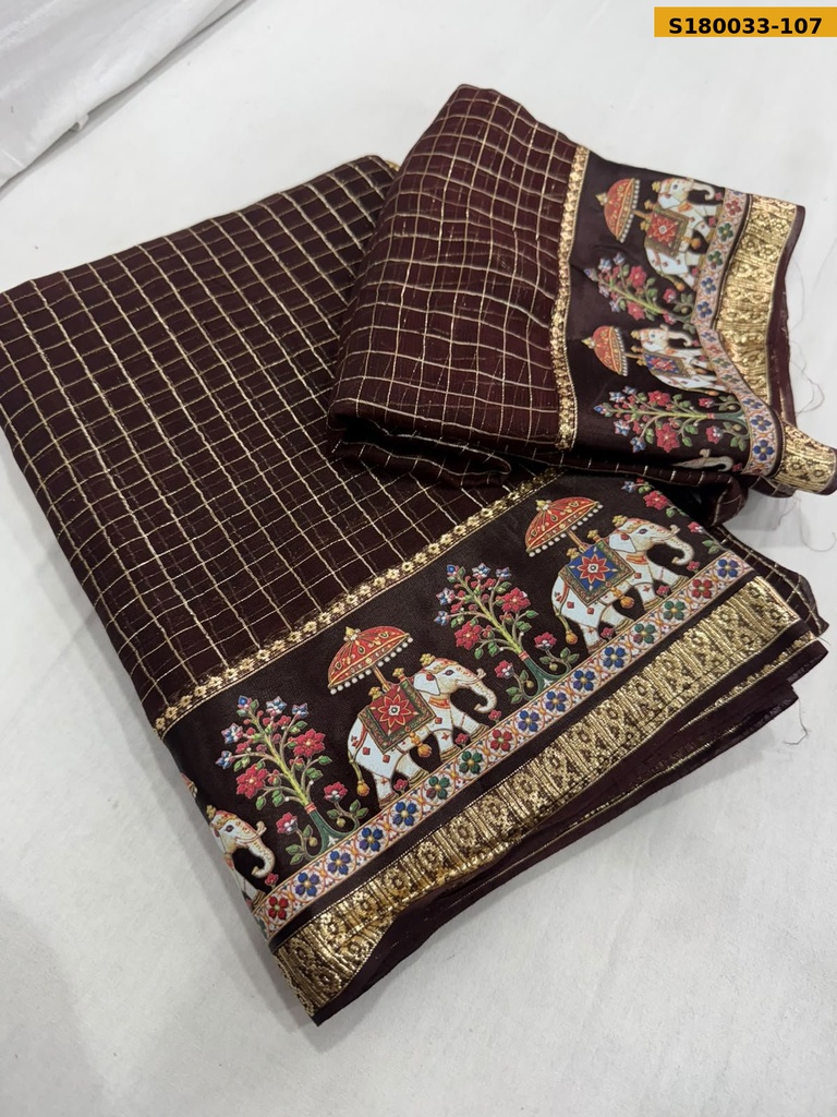 Fancy Viscose Georgette Checks Sarees