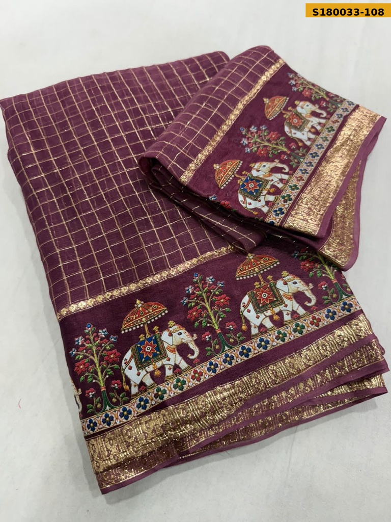 Fancy Viscose Georgette Checks Sarees