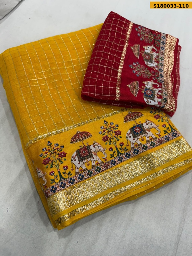 Fancy Viscose Georgette Checks Sarees