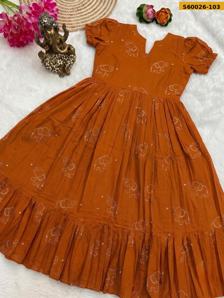 Fancy Slub Cotton Anarkali
