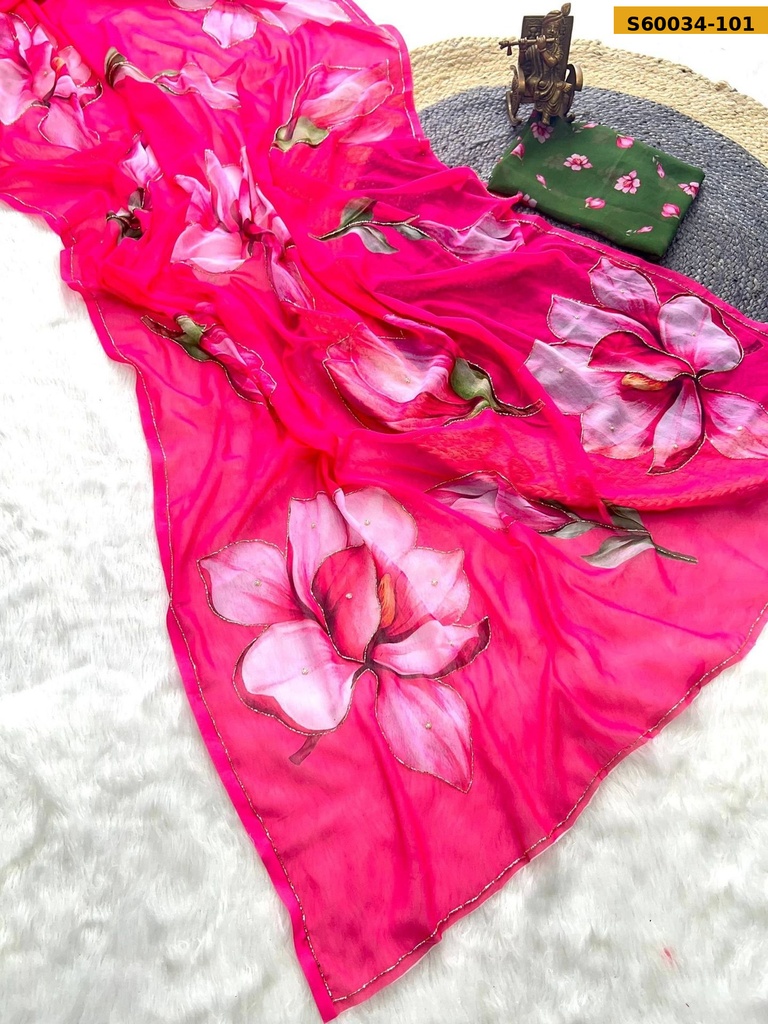 Fancy Georgette Handwork Saree