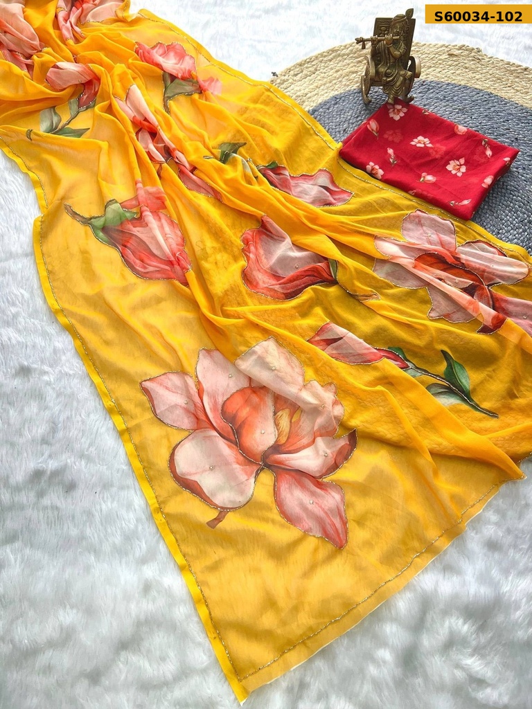 Fancy Georgette Handwork Saree