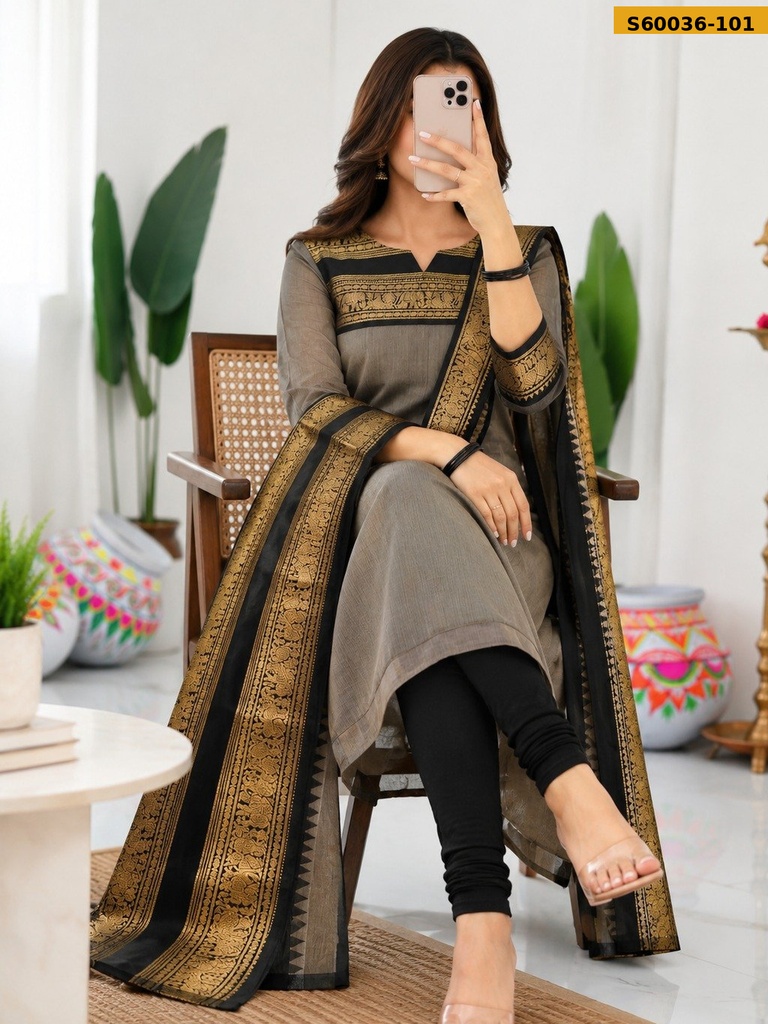 Fancy Kanchi Cotton Kurti WIth Dupatta