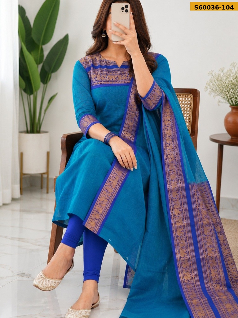 Fancy Kanchi Cotton Kurti WIth Dupatta