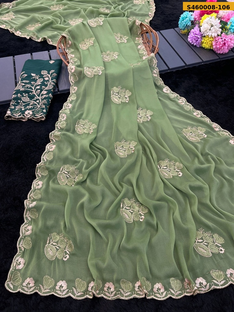 Fancy Georgette Embroidery Saree
