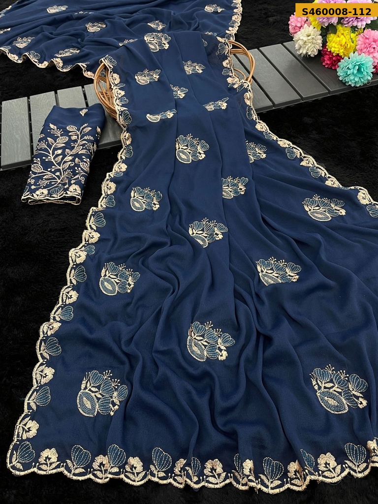 Fancy Georgette Embroidery Saree