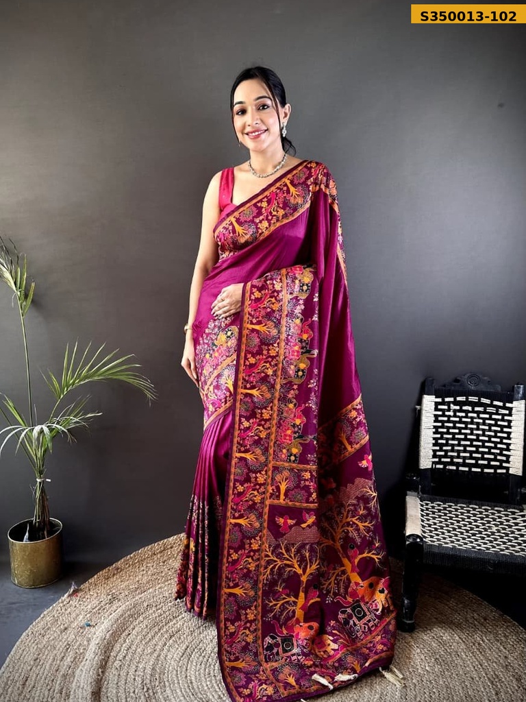 Fancy Pashmina Kashmiri Silk Saree